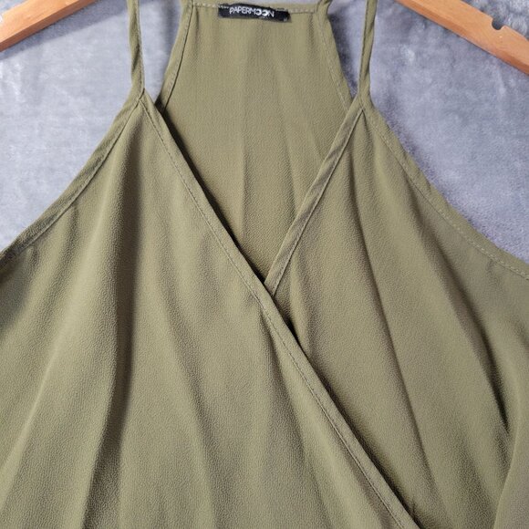 Papermoon Women’s Olive Green Surplice Tank Top Size S Sleeveless‎ Crossover - Picture 7 of 10